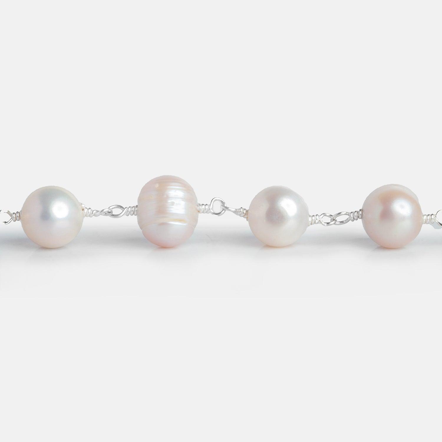9x8mm Pink Baroque Freshwater Pearls Silver Chain - The Bead Traders