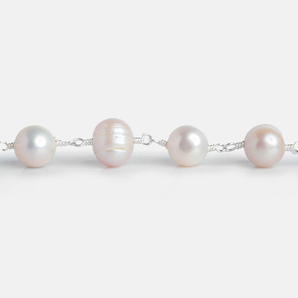9x8mm Pink Baroque Freshwater Pearls Silver Chain - The Bead Traders
