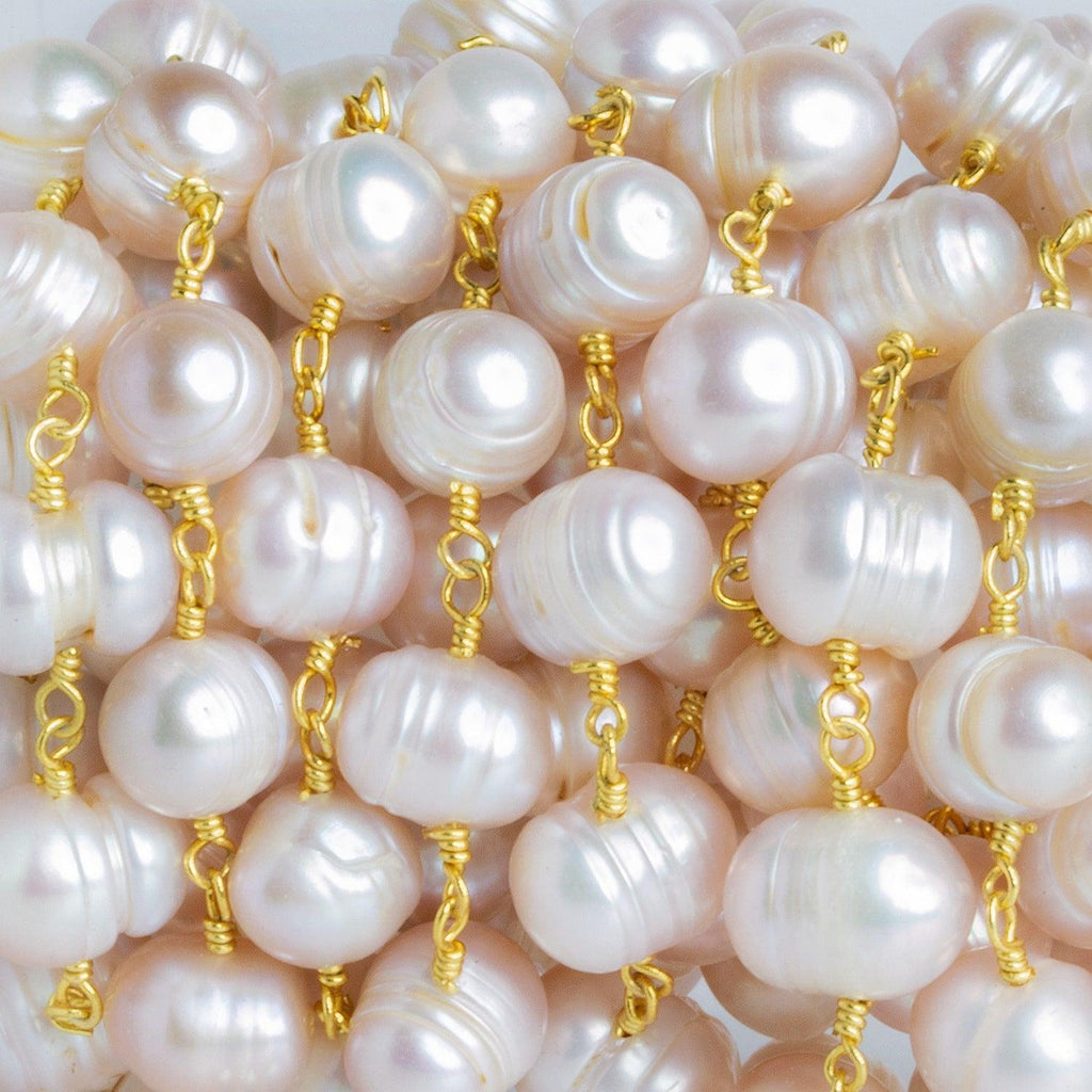 9x8mm Pink Baroque Freshwater Pearls Silver Chain - The Bead Traders