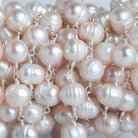 9x8mm Pink Baroque Freshwater Pearls Silver Chain - The Bead Traders