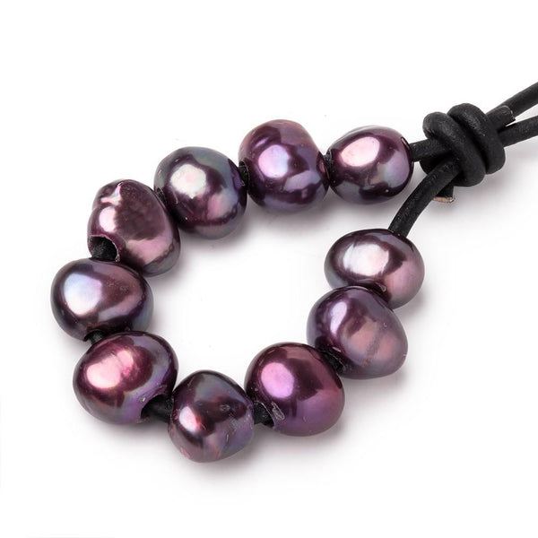 9x8mm Purple Baroque 2.5mm large hole Pearls 10 beads