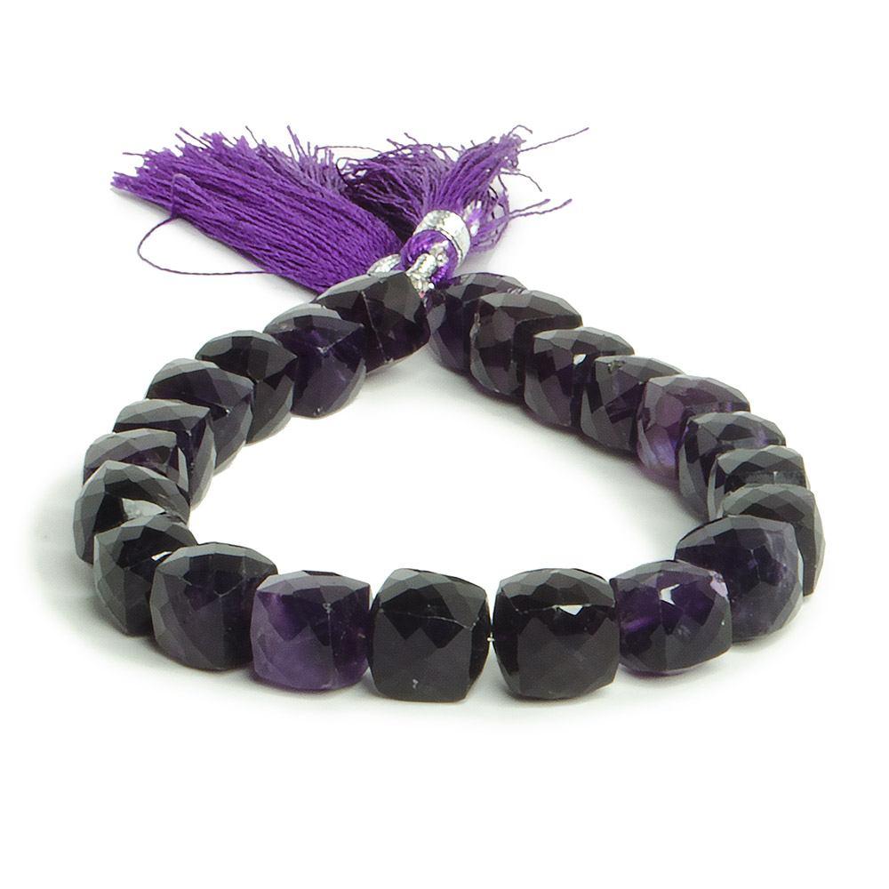 9x9-10x10mm Amethyst faceted cube beads 8 inch 22 pieces - The Bead Traders
