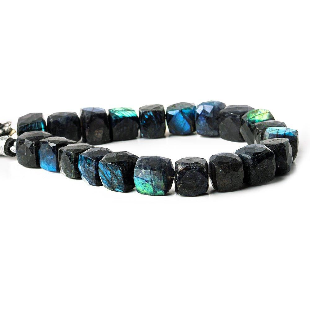 9x9-10x10mm Indigo Labradorite faceted cubes 8 inch 22 beads - The Bead Traders