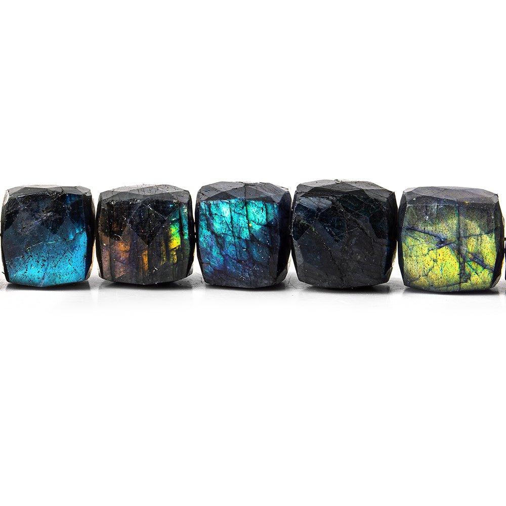 9x9-10x10mm Indigo Labradorite faceted cubes 8 inch 22 beads - The Bead Traders