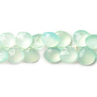 9x9-10x10mm Seafoam Blue-Green Chalcedony faceted heart briolettes 8 inch 49 beads - The Bead Traders