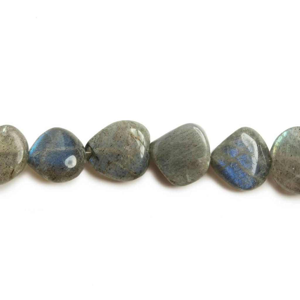 9x9-11x11mm Labradorite Straight Drilled Plain Heart Beads 8 inch 18 pieces - The Bead Traders
