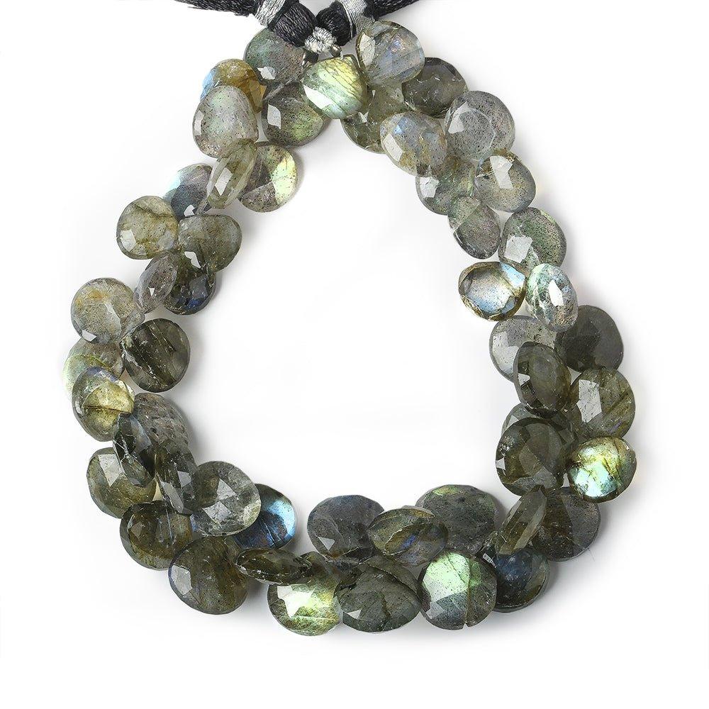 9x9-12x12mm Labradorite Faceted Heart Beads 8 inch 47 pieces - The Bead Traders
