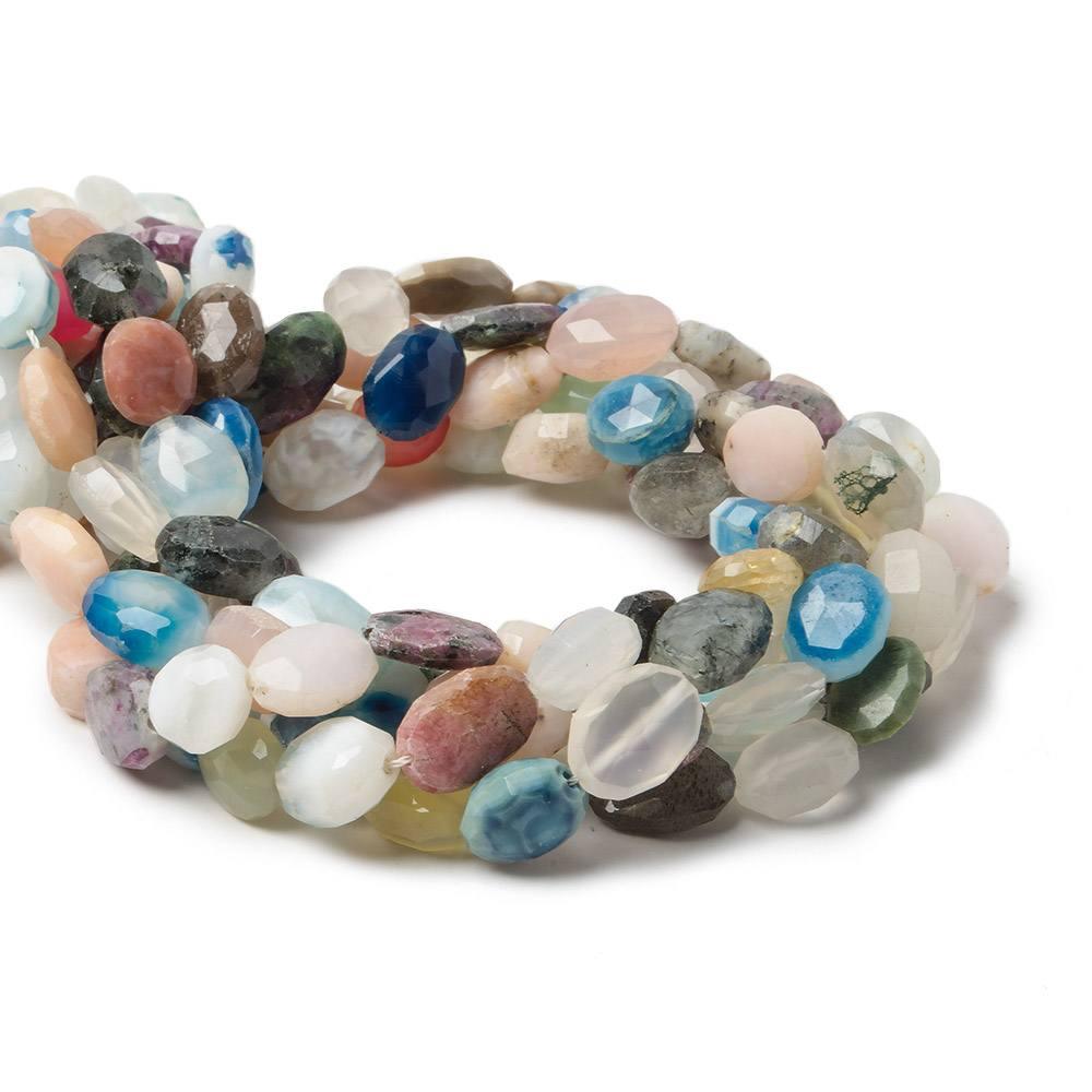 9x9-12x9mm Paradise Multi Gemstone Beads Faceted Ovals, 14" length, 32 pieces - The Bead Traders
