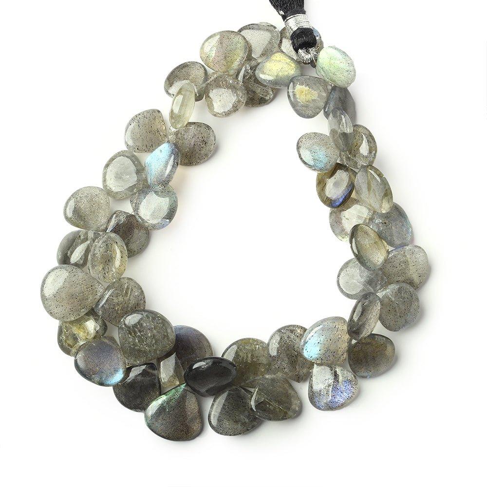 9x9-13x13mm Labradorite Plain Heart Beads 8 inch 43 beads - The Bead Traders