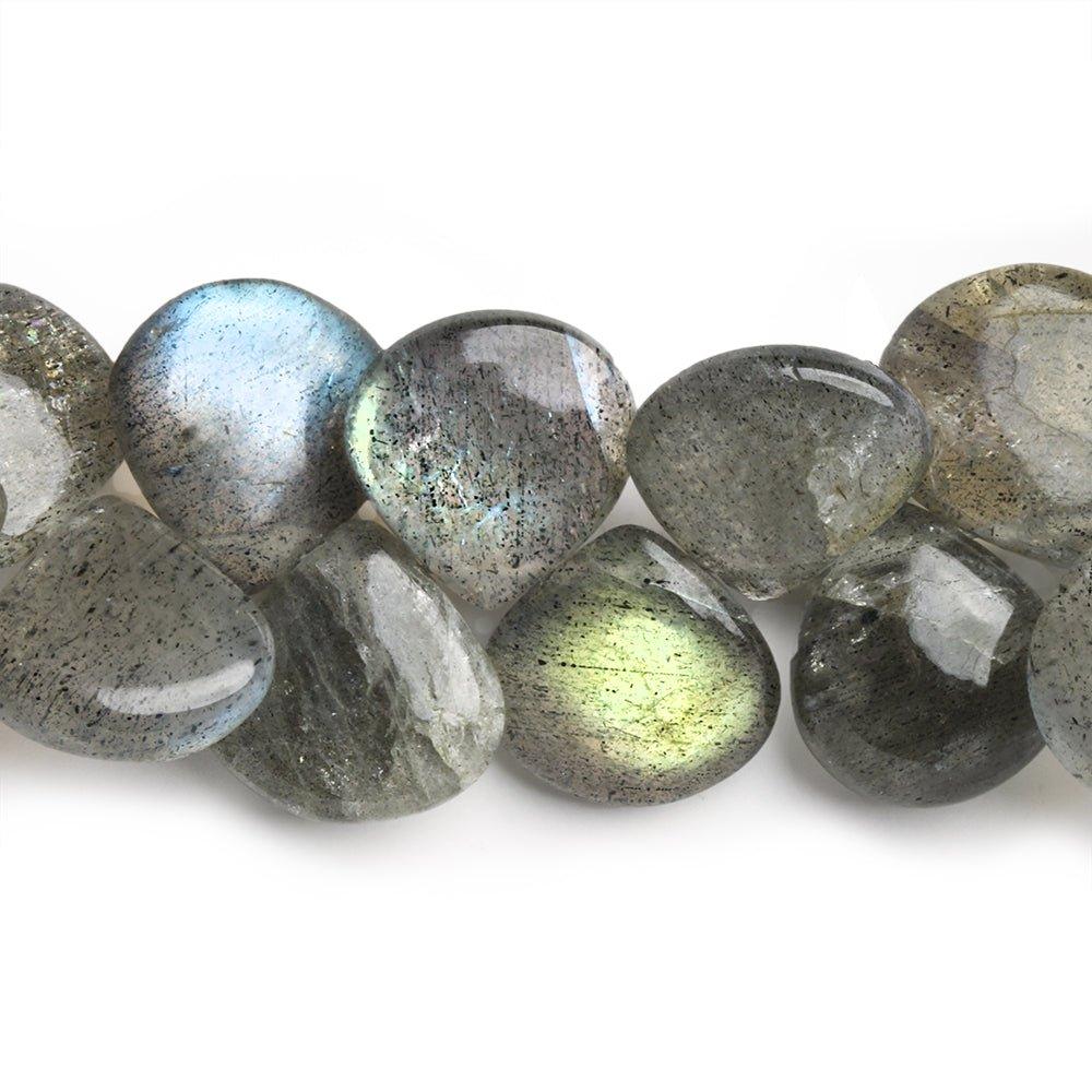 9x9-13x13mm Labradorite Plain Heart Beads 8 inch 43 beads - The Bead Traders