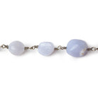 9x9-13x9mm Turkish Blue Chalcedony plain nugget Black Gold plated Chain by the foot 18 pieces - The Bead Traders