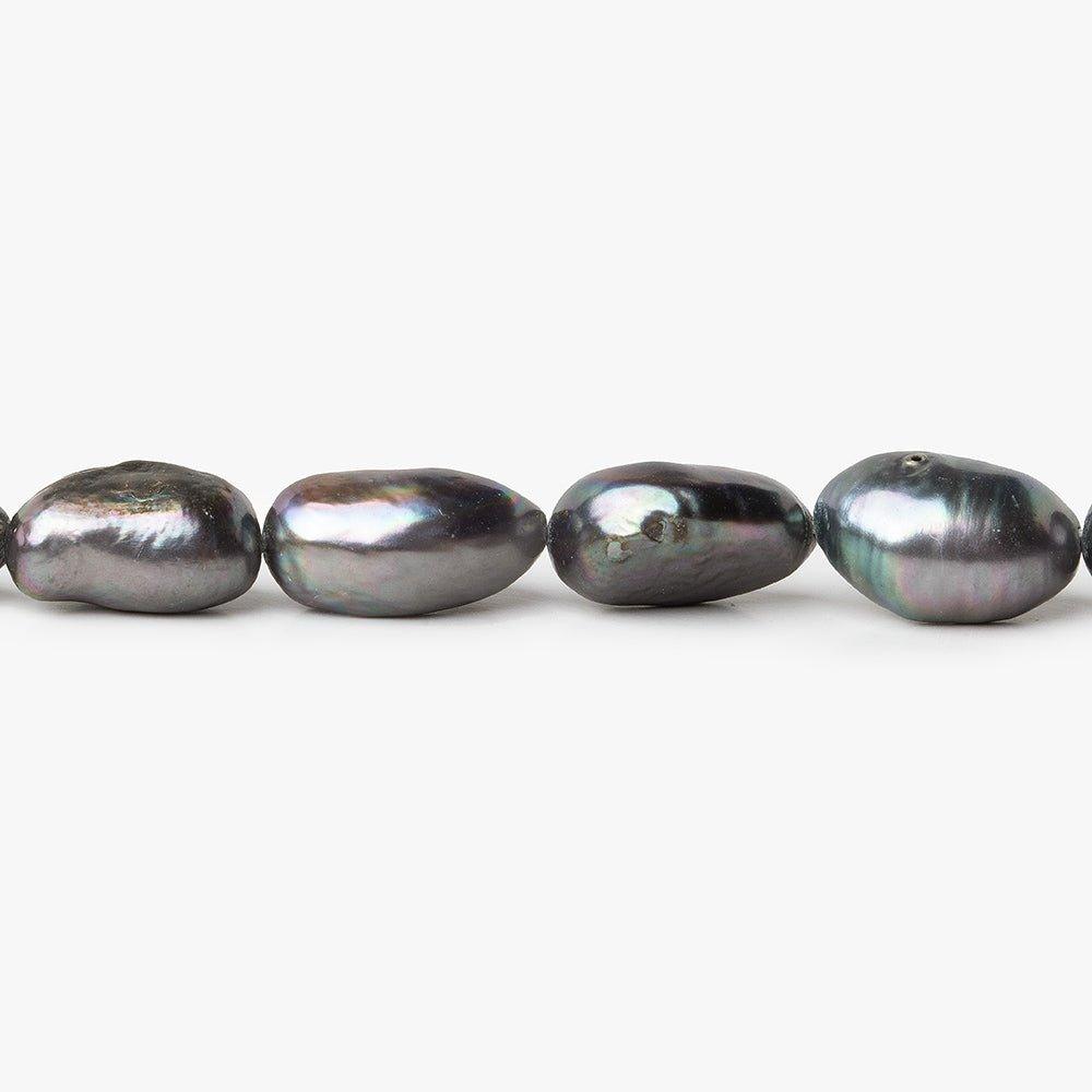 9x9-9x11mm Peacock Grey straight drilled Baroque Freshwater Pearls 16 inch 30 pieces - The Bead Traders