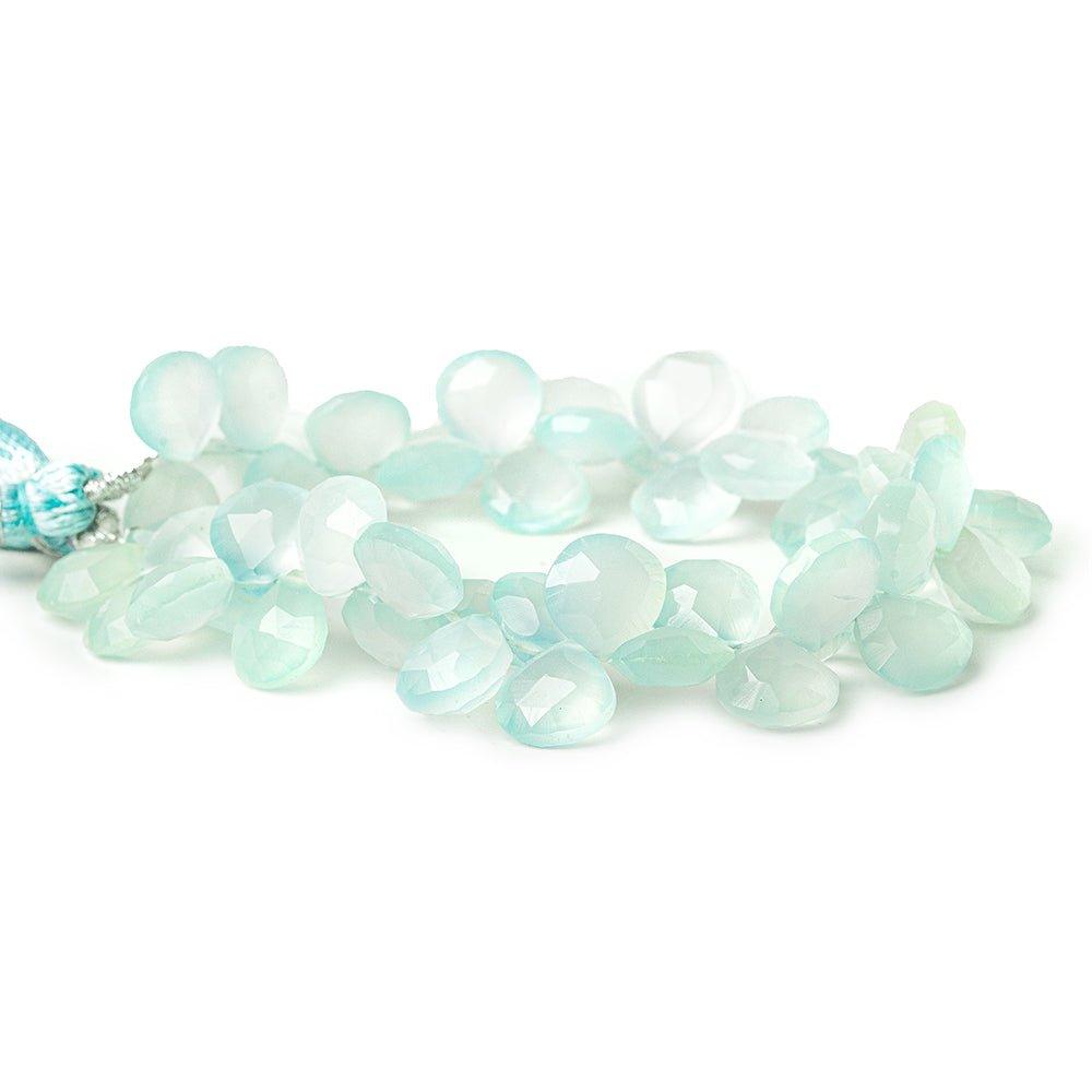 9x9mm - 10-x10mm Seafoam green Chalcedony faceted hearts 7.75 inch 52 beads - The Bead Traders