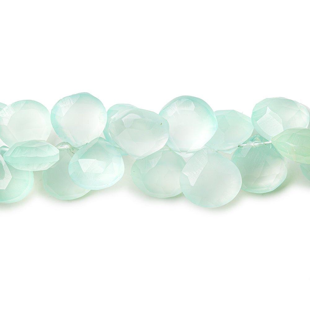9x9mm - 10-x10mm Seafoam green Chalcedony faceted hearts 7.75 inch 52 beads - The Bead Traders