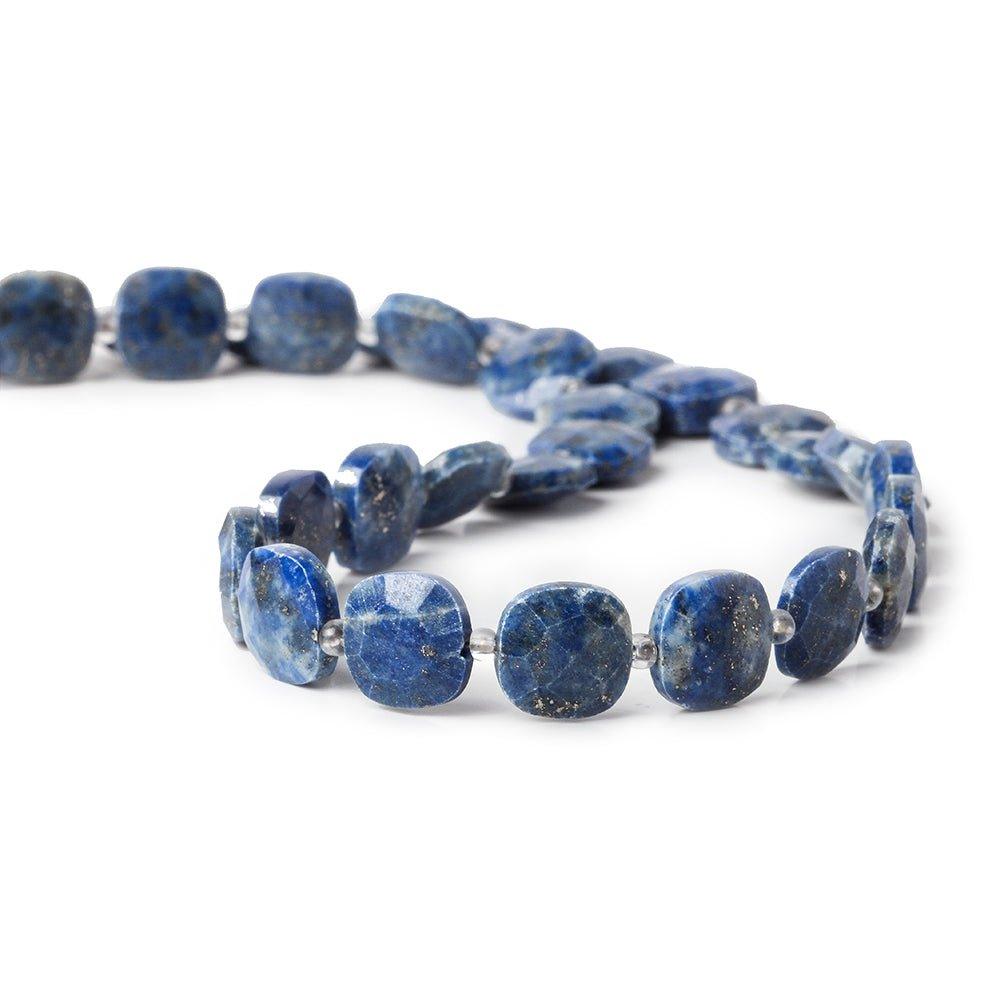 9x9mm Lapis Lazuli faceted pillow beads 14 inch 33 pieces - The Bead Traders