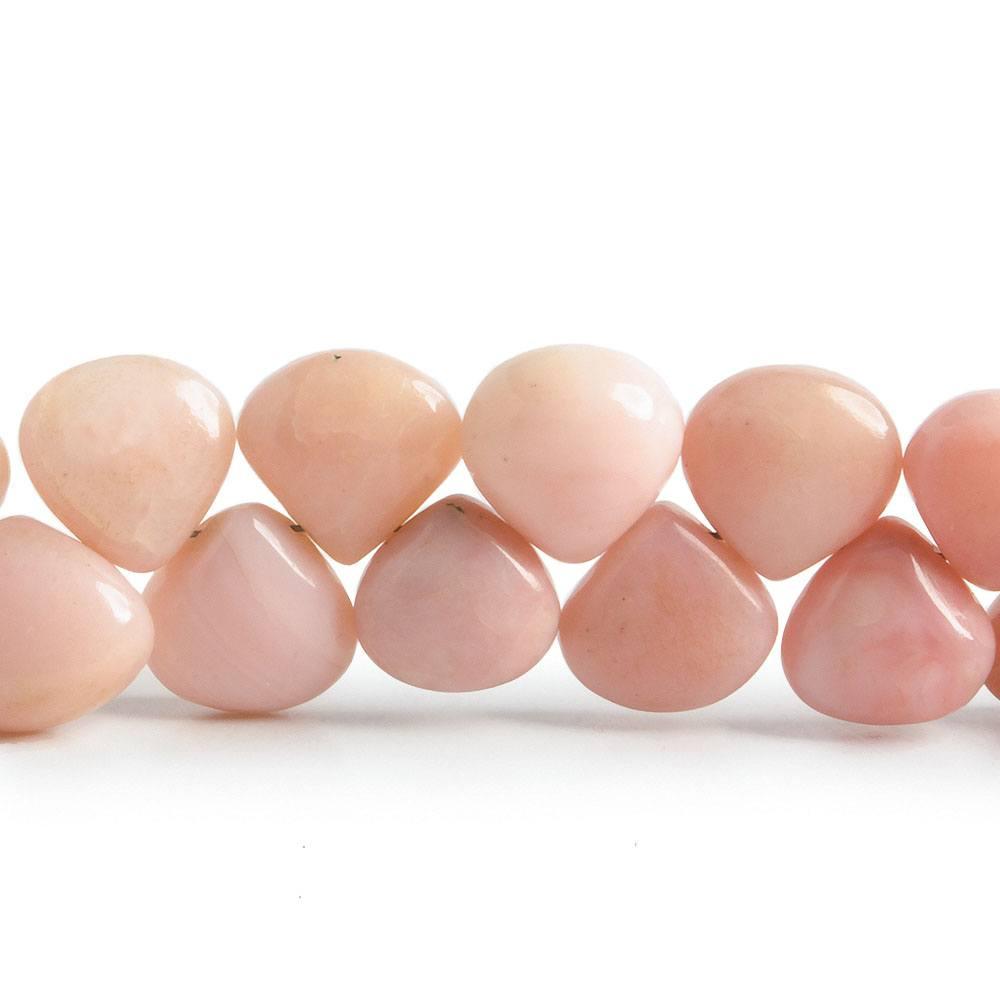 9x9mm Pink Peruvian Opal plain heart beads 6.5 inch 39 pieces - The Bead Traders