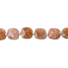 9x9mm Sunstone faceted pillow beads 14 inch 33 pieces - The Bead Traders