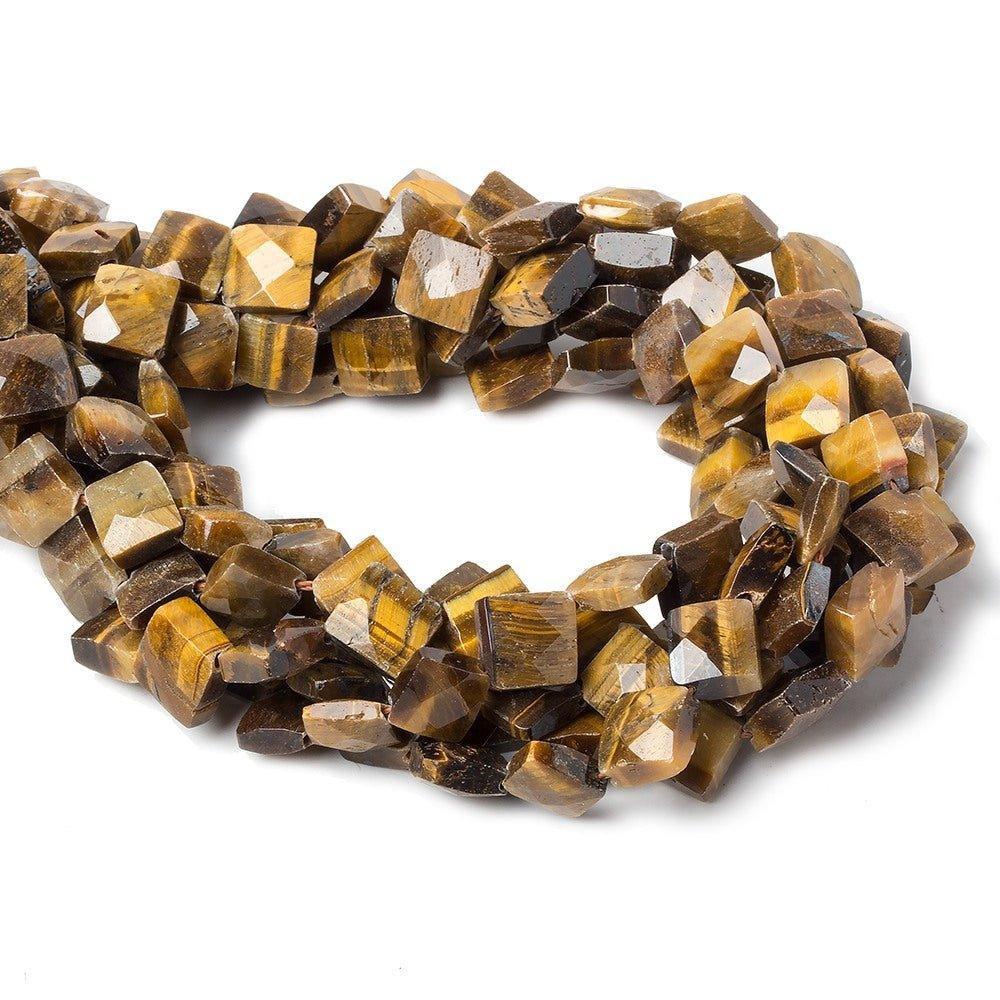 9x9mm Tiger's Eye faceted Square beads 15 inch 35 pieces - The Bead Traders