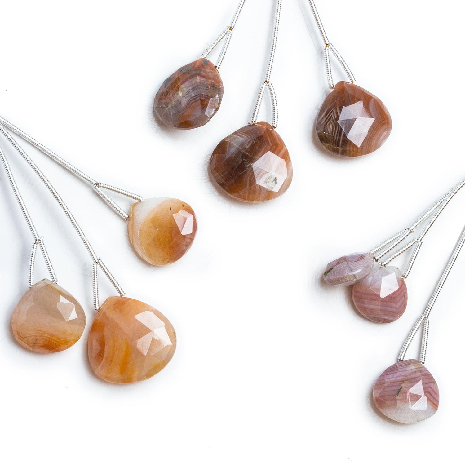 Agate Faceted Heart Focals Set of 3 Beads - The Bead Traders