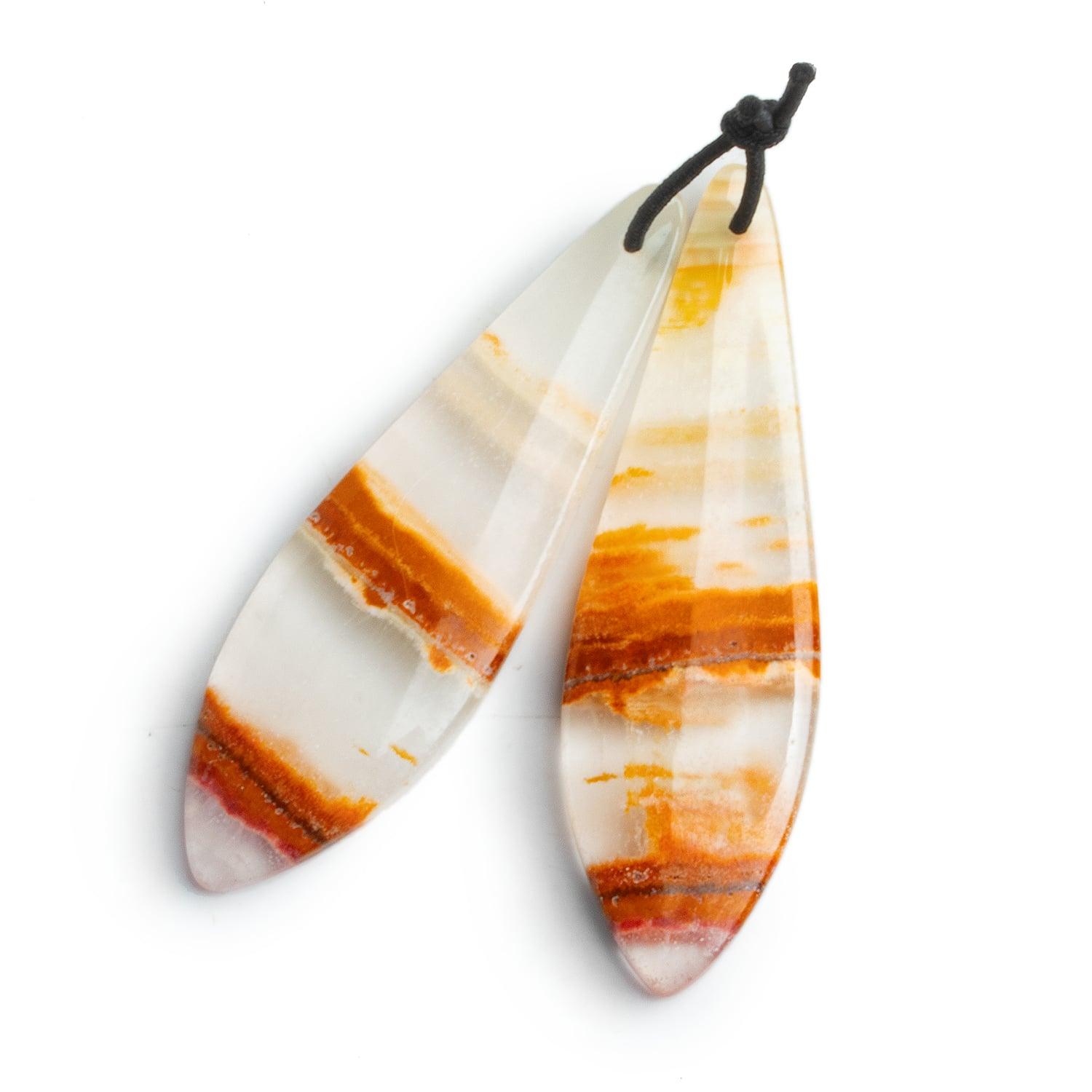 Agate Matched Shield Pendants Set of 2 - The Bead Traders