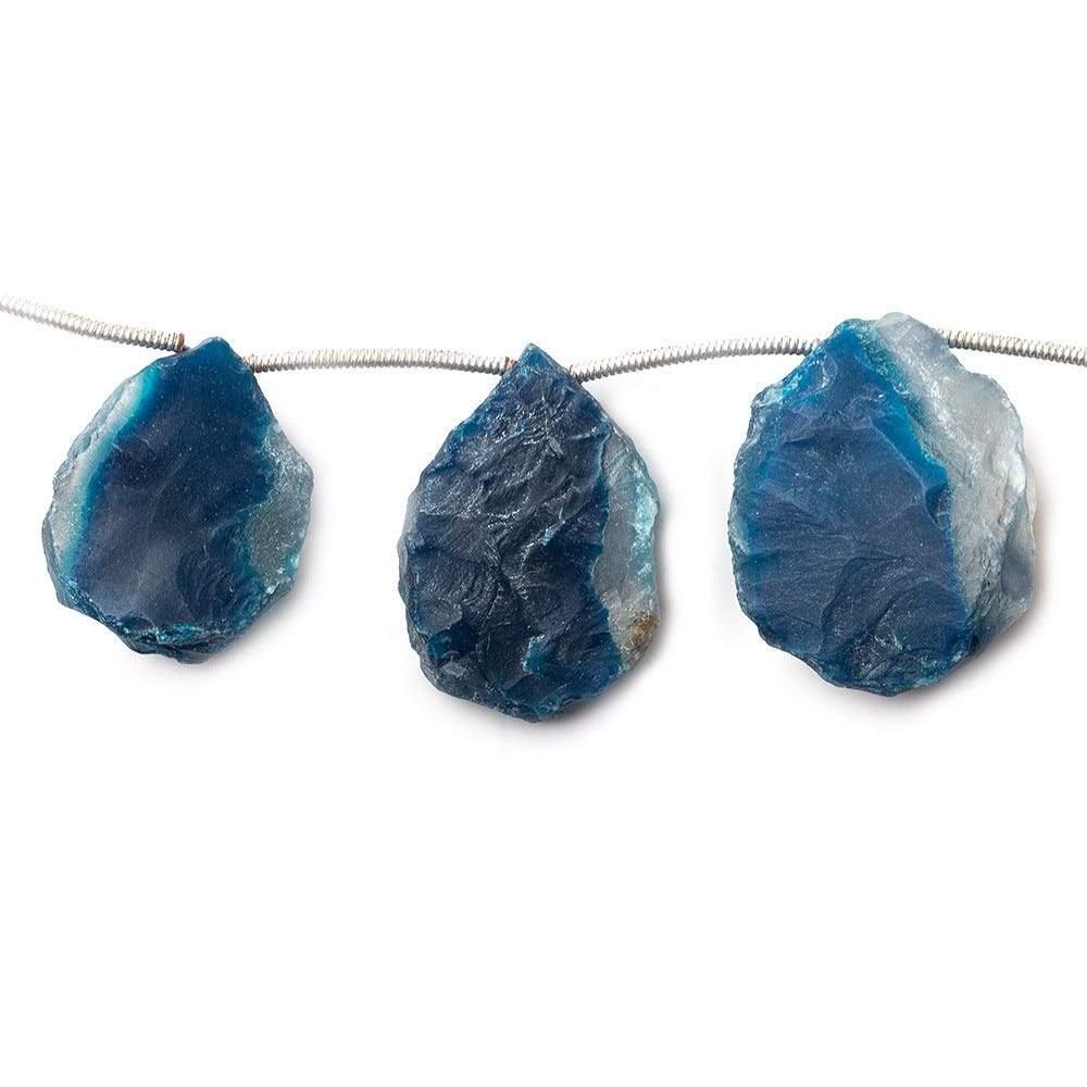 Amalfi Blue Agate Hammer Faceted Pear Beads - The Bead Traders