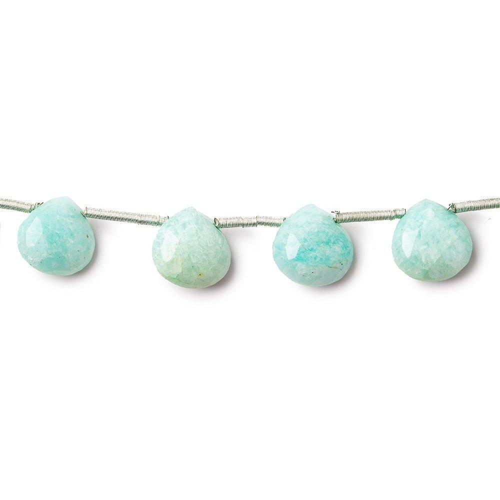 Amazonite Beads Faceted 10x10mm Hearts, 8" length, 14 pcs - The Bead Traders