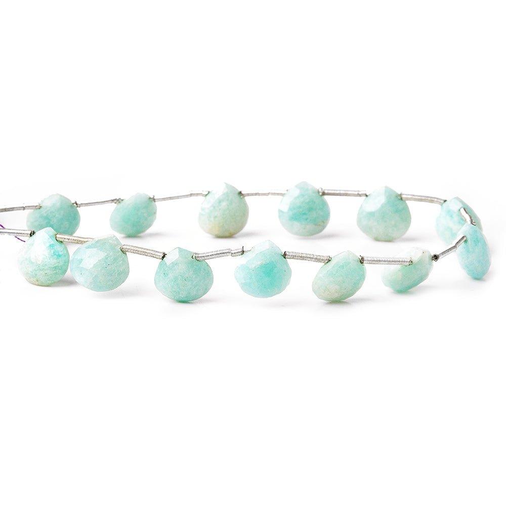 Amazonite Beads Faceted 10x10mm Hearts, 8" length, 14 pcs - The Bead Traders