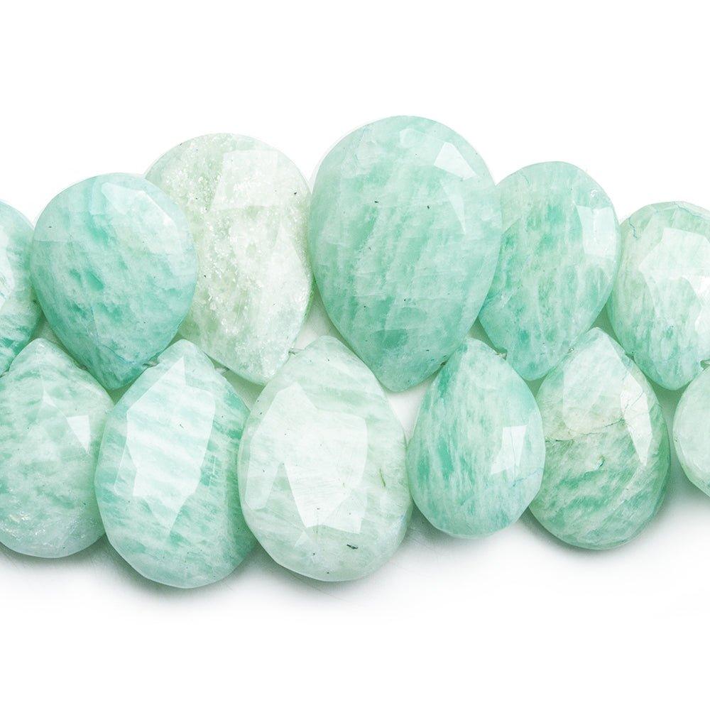 Amazonite Faceted Pear Beads 8 inch 35 pieces - The Bead Traders