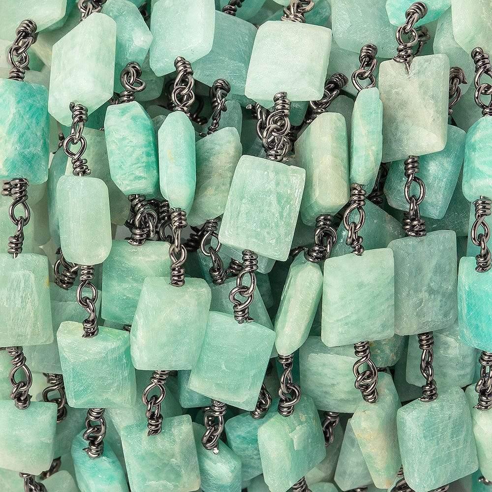 Amazonite Faceted Rectangle Black Gold Chain 18 pieces - The Bead Traders