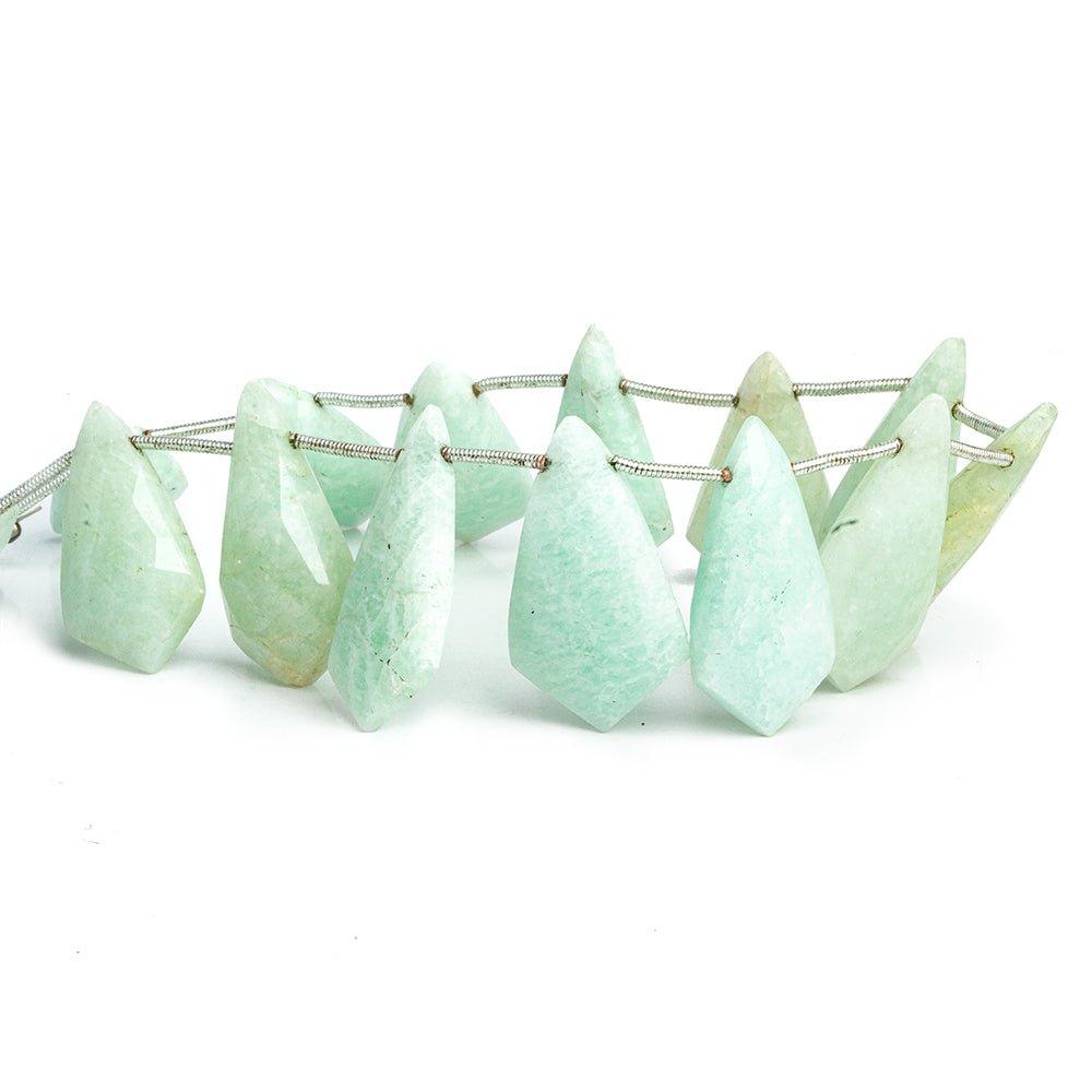 Amazonite Faceted Shield Beads 9 inch 14 pieces - The Bead Traders