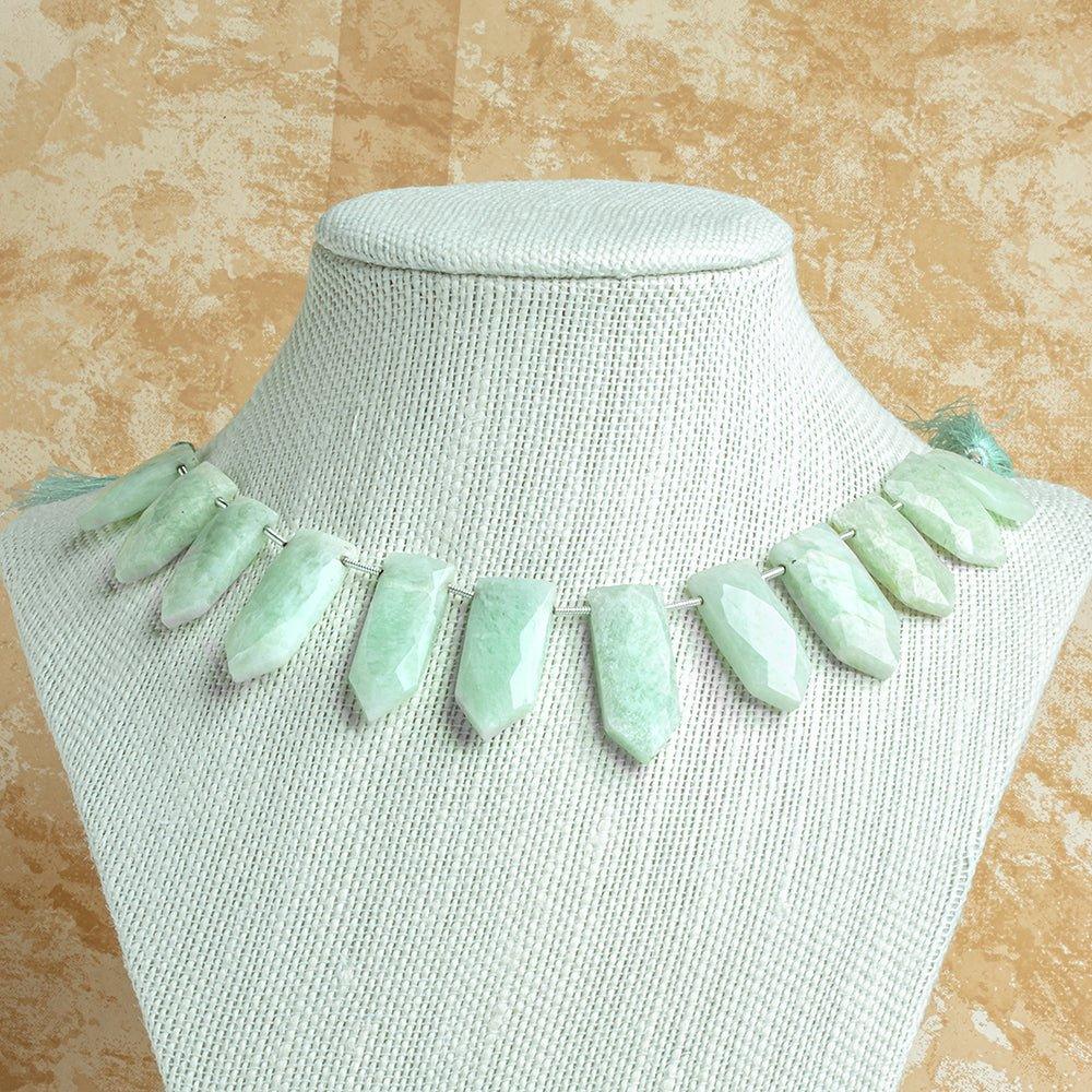 Amazonite Faceted Straight Shield Beads 9 inch 14 pieces - The Bead Traders