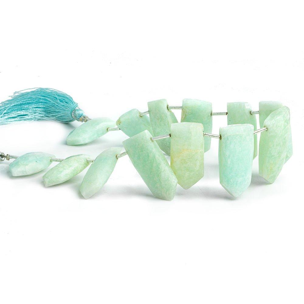Amazonite Faceted Straight Shield Beads 9 inch 14 pieces - The Bead Traders