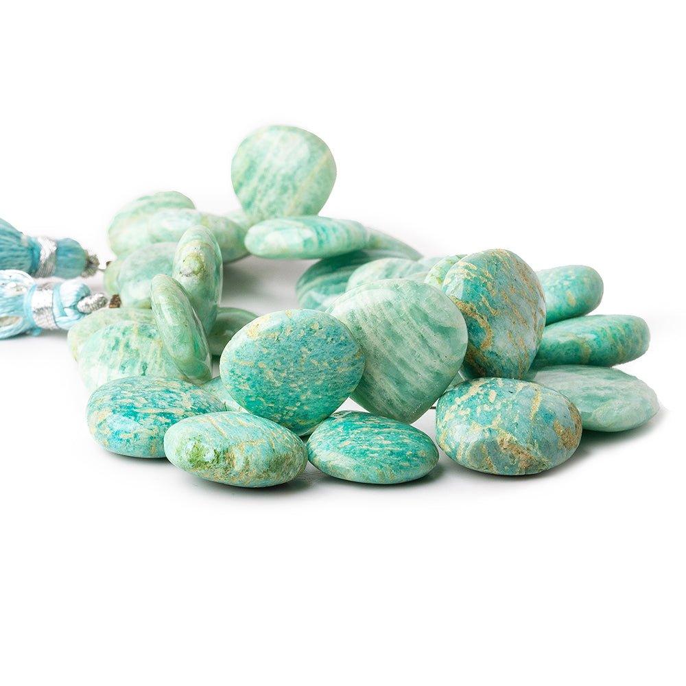 Amazonite Plain Heart Beads, 5.5" length, 11x11-18x18mm, 25 pcs - The Bead Traders