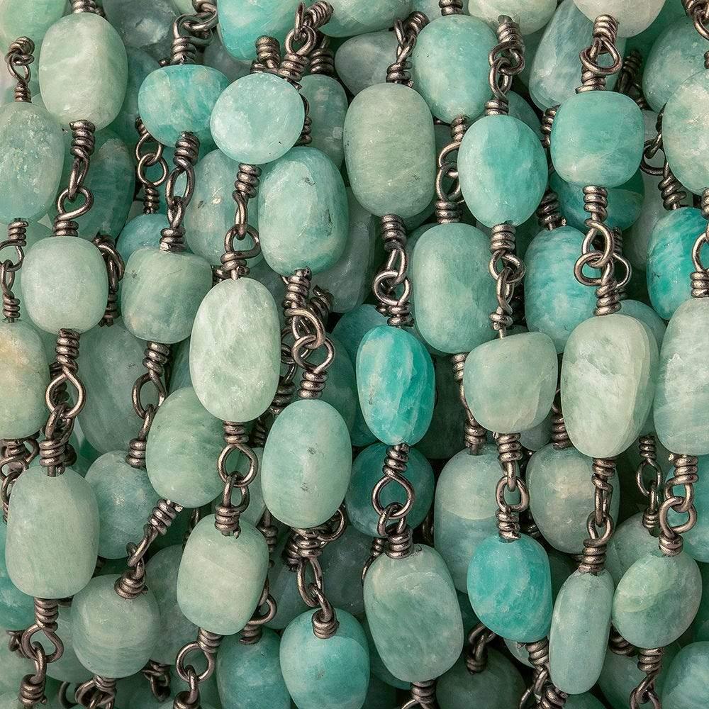 Amazonite Plain Nugget Black Gold Chain 19 pieces - The Bead Traders