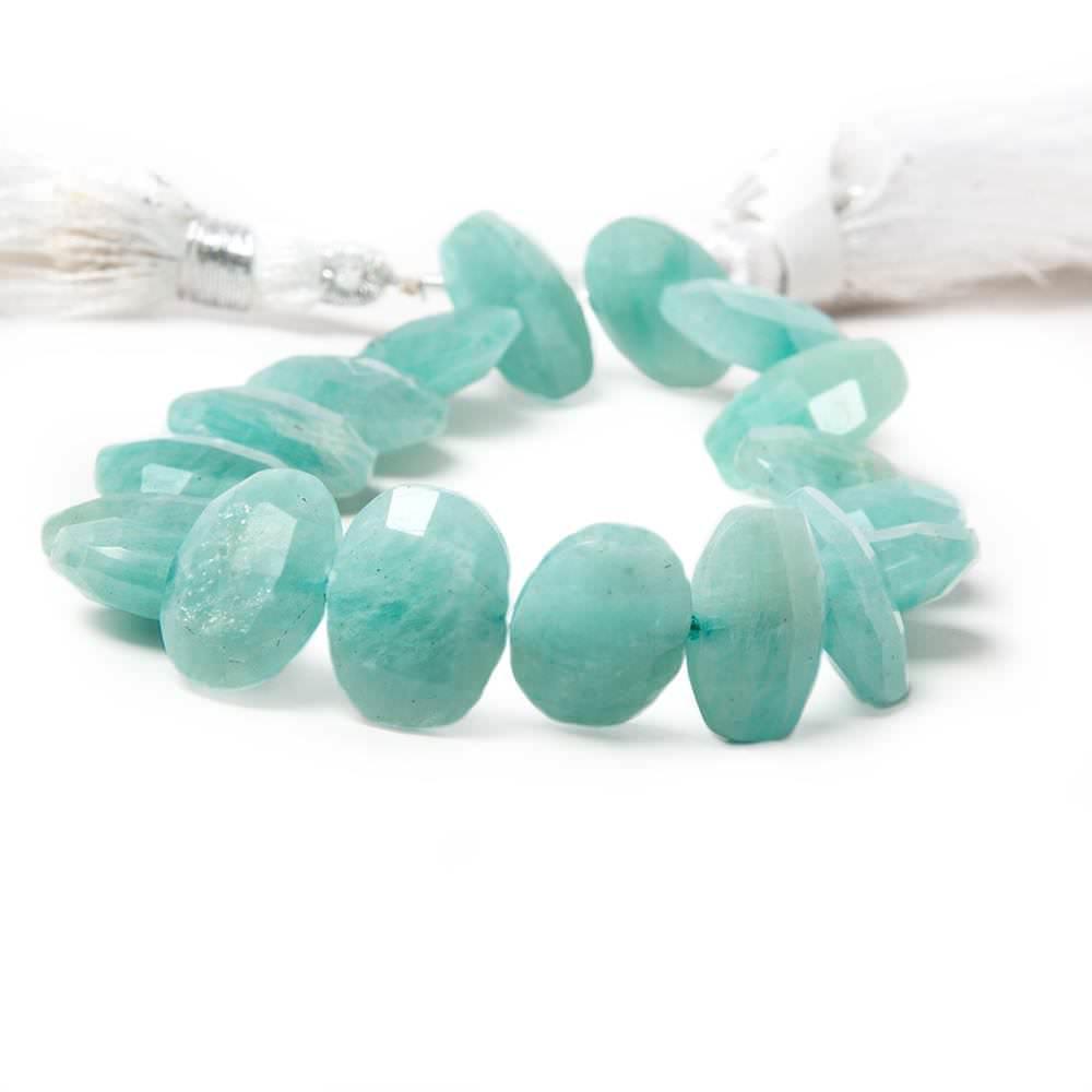 Amazonite side drilled Faceted Cushion Beads 7 inch 17 pieces - The Bead Traders
