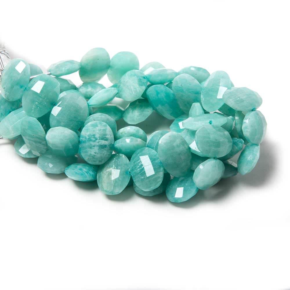 Amazonite side drilled Faceted Cushion Beads 7 inch 17 pieces - The Bead Traders