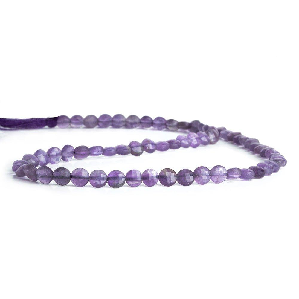 Amethyst checkerboard calibrated faceted coins 12 inch 85 pieces - The Bead Traders