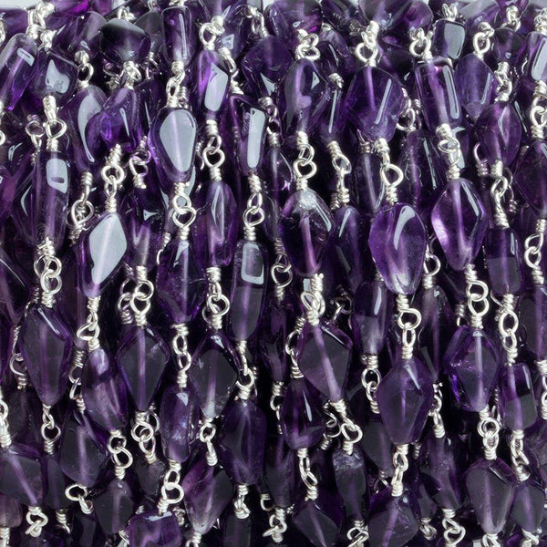 Amethyst Diamond Silver Plated Chain by the Foot 21 pieces