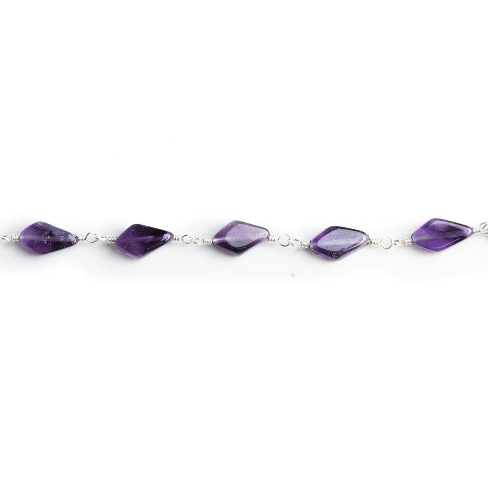 Amethyst Diamond Silver Plated Chain by the Foot 21 pieces - The Bead Traders