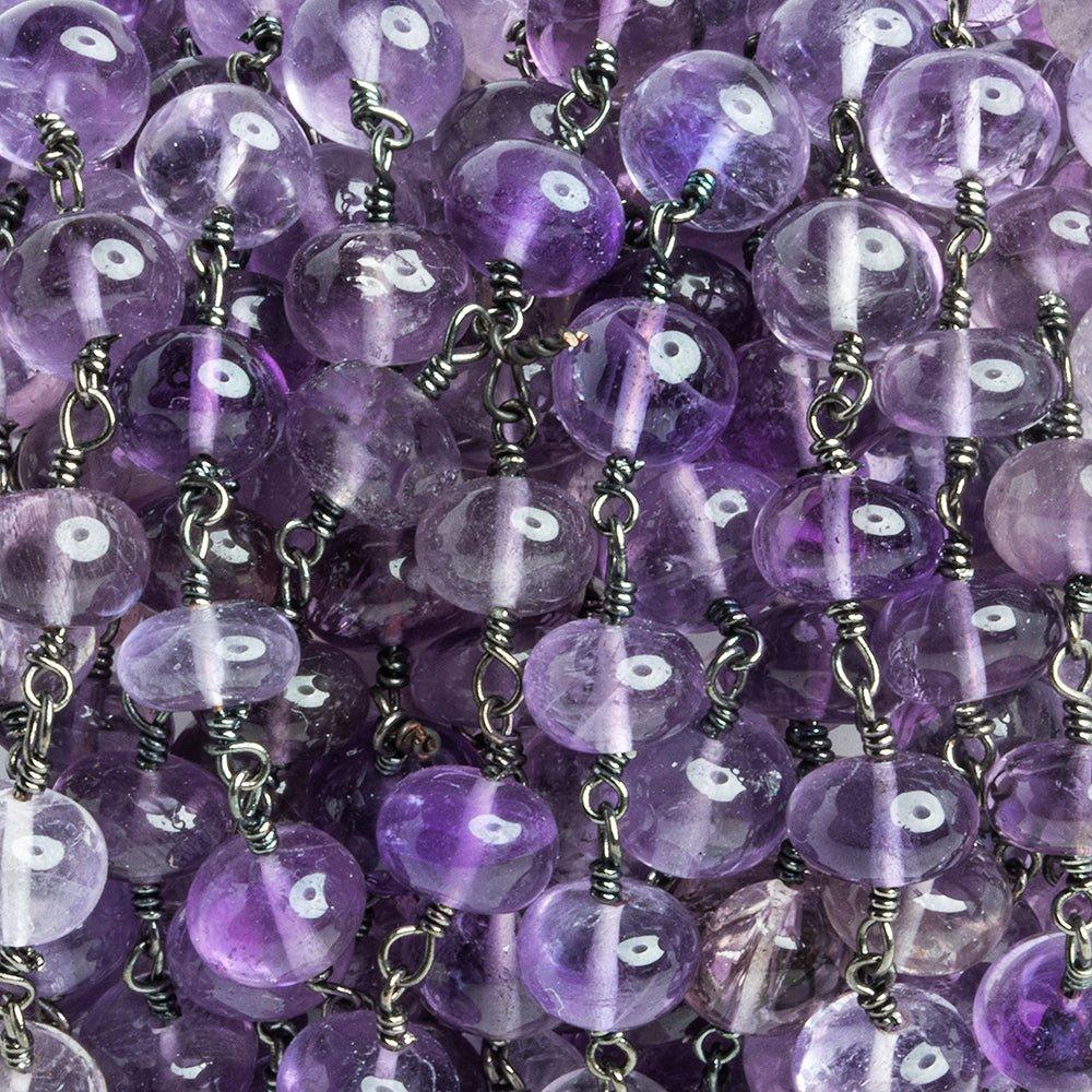 Amethyst Plain Rondelle Black Gold Chain by the Foot 27 pieces - The Bead Traders