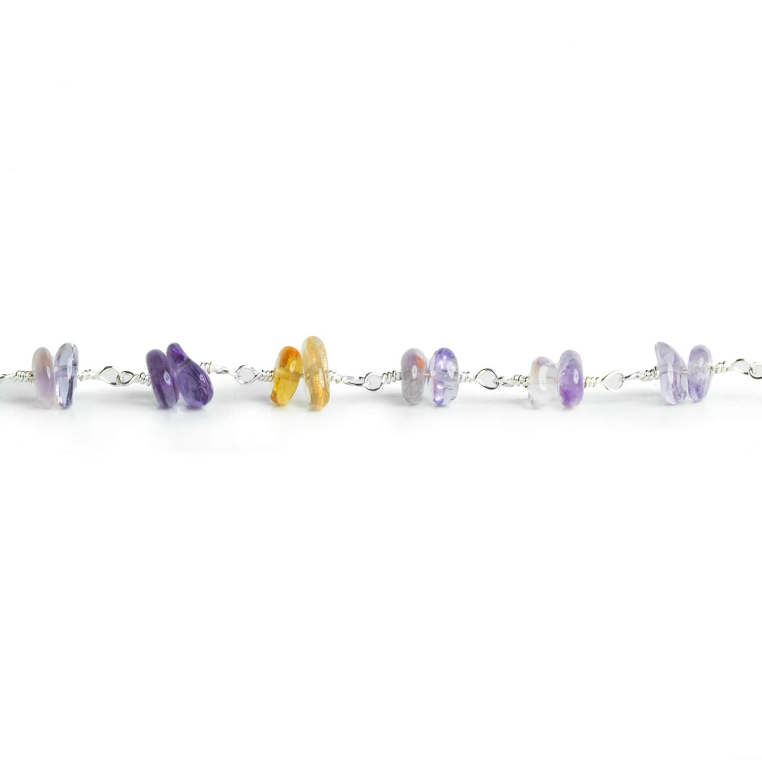 Ametrine Double Nugget Silver Chain 50 pieces - The Bead Traders