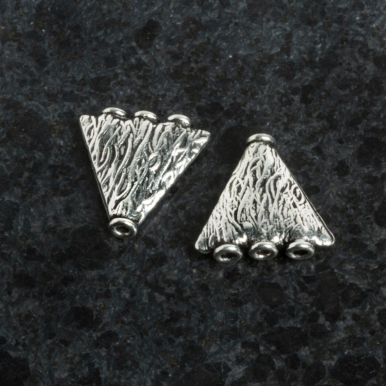 Antique Silver Plated Multi Strand Cone Connectors Set of 2 - The Bead Traders