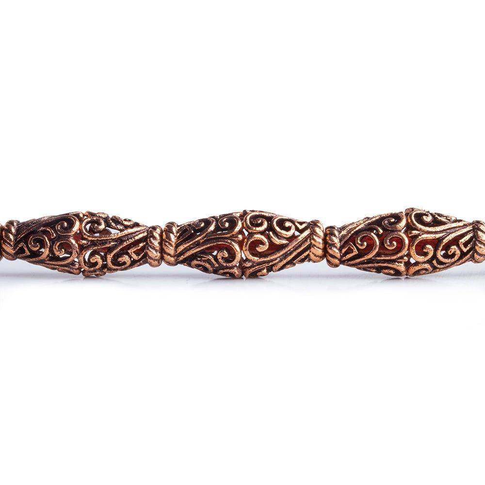 Antiqued Copper Bead Cap Filigree Design 8 inch 18 pcs - The Bead Traders