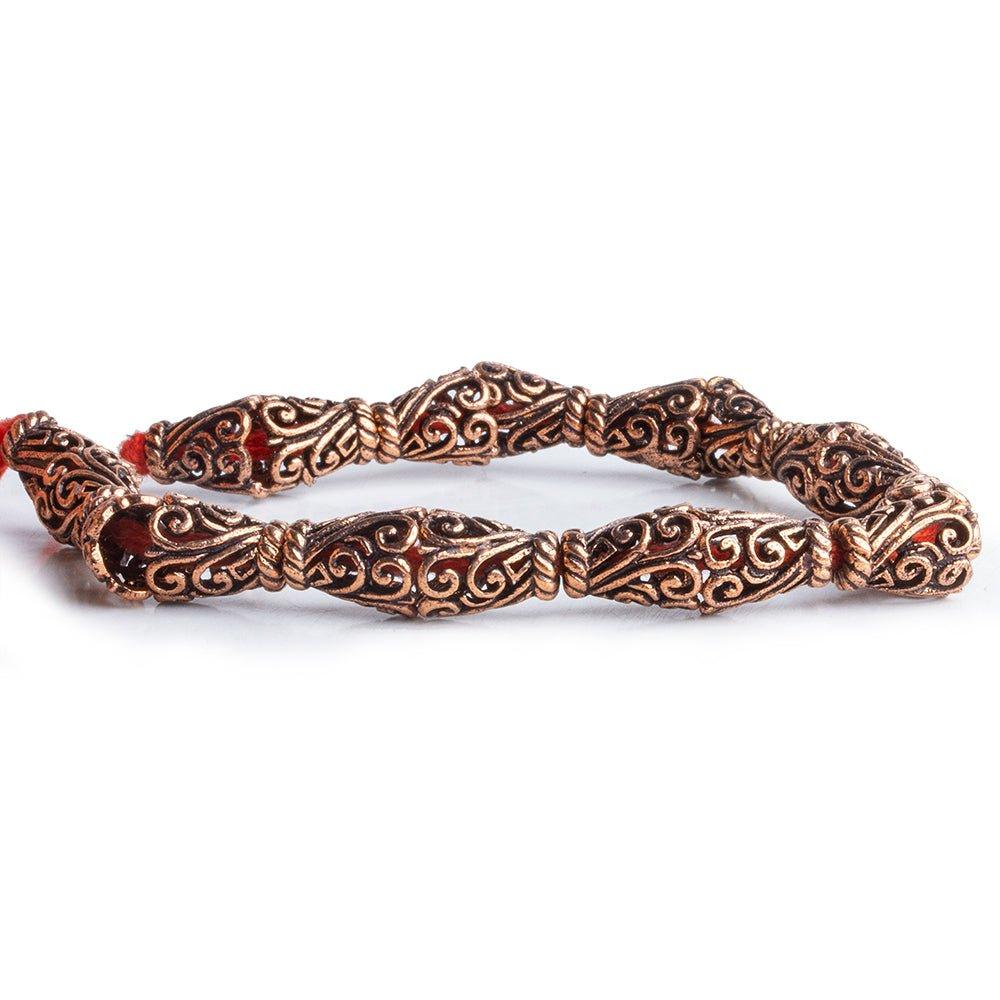 Antiqued Copper Bead Cap Filigree Design 8 inch 18 pcs - The Bead Traders