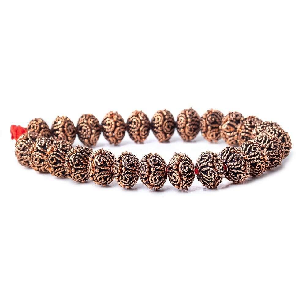 Antiqued Copper Bead Cap with Bali Scalloped Edge Scroll 8 inch 48 pcs - The Bead Traders