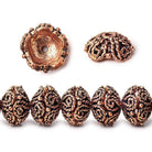 Antiqued Copper Bead Cap with Bali Scalloped Edge Scroll 8 inch 48 pcs - The Bead Traders