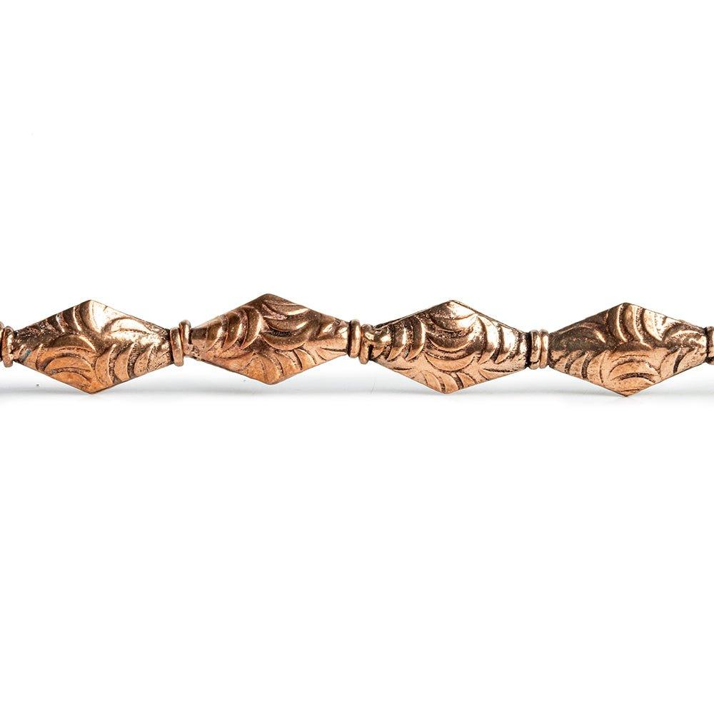 Antiqued Copper Bicone with Half Moon Design Beads 8 inch 12 pieces - The Bead Traders