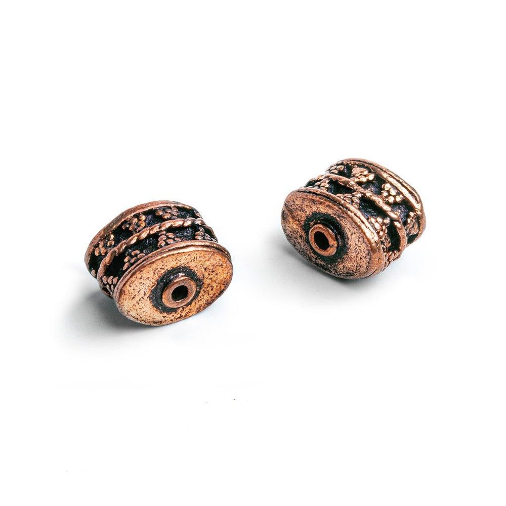 Antiqued Copper Milligrain Oval Tube Beads - Set of 2 - The Bead Traders