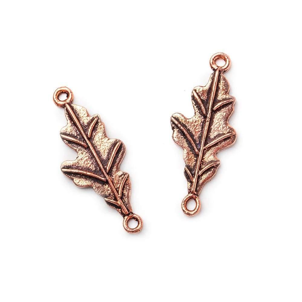 Antiqued Copper Oak Leaf 2 Ring Connector Charm Set of 2 - The Bead Traders