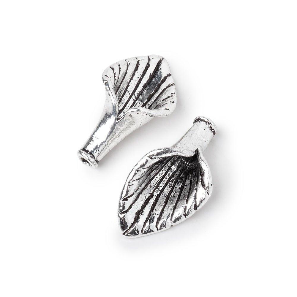 Antiqued Sterling Silver plated Lily Leaf Cone Finding Set of 2 - The Bead Traders